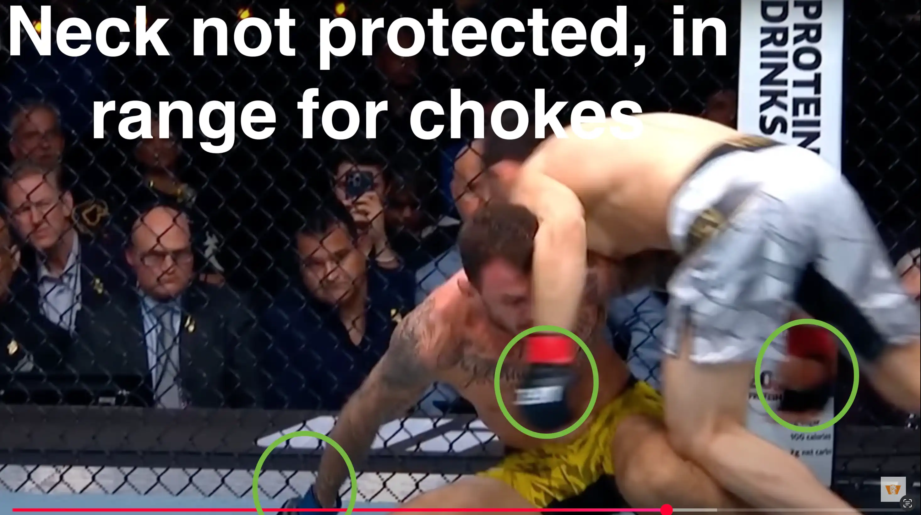 Moicano putting neck in range without protecting it